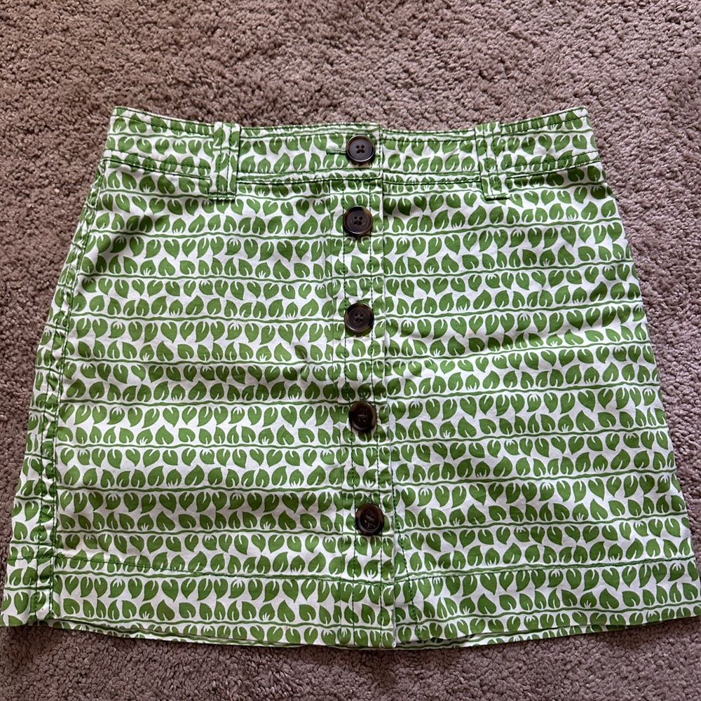 J. Crew Green and White Mini Skirt Resort Wear